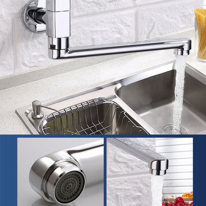 Skorter | Contemporary Wall Mounted Bathroom Faucet Knob Handle Low Arc Swivel Solid Brass Faucet