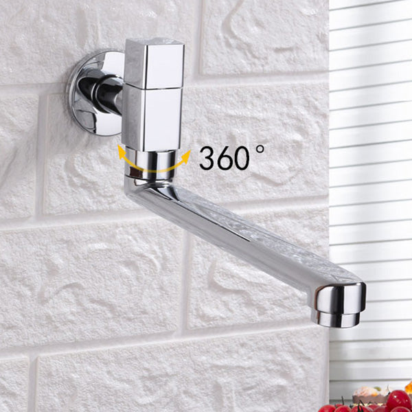 Skorter | Contemporary Wall Mounted Bathroom Faucet Knob Handle Low Arc Swivel Solid Brass Faucet