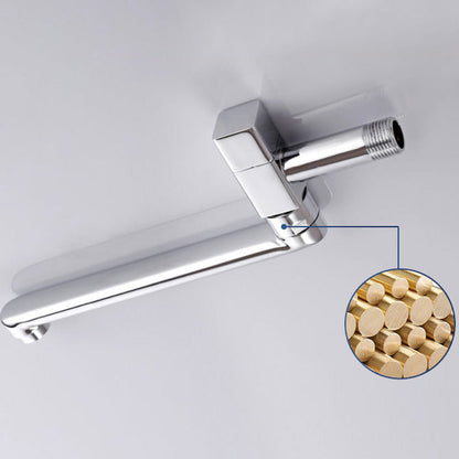 Skorter | Contemporary Wall Mounted Bathroom Faucet Knob Handle Low Arc Swivel Solid Brass Faucet