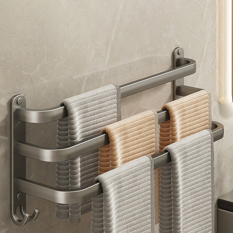 Skorter | 2-piece modern bathroom accessory set in matte grey aluminum towel rail