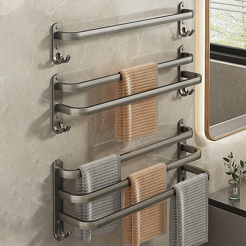 Skorter | 2-piece modern bathroom accessory set in matte grey aluminum towel rail