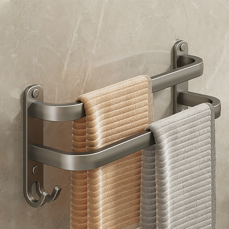 Skorter | 2-piece modern bathroom accessory set in matte grey aluminum towel rail