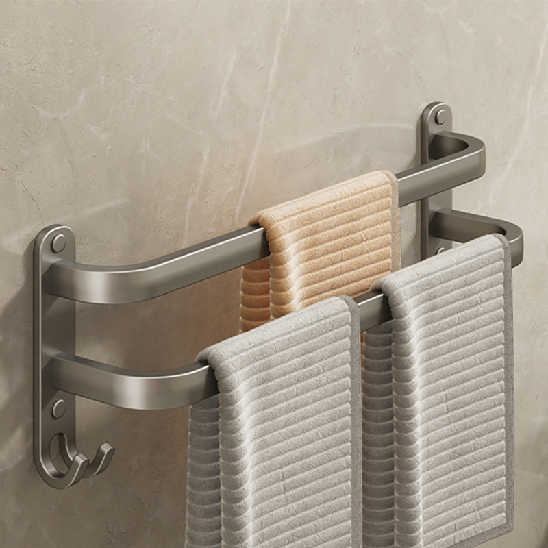 Skorter | 2-piece modern bathroom accessory set in matte grey aluminum towel rail