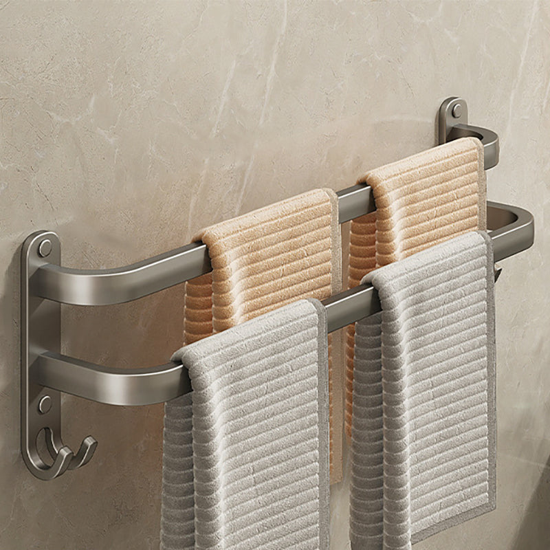 Skorter | 2-piece modern bathroom accessory set in matte grey aluminum towel rail