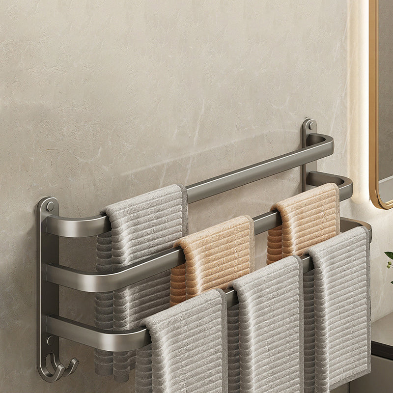 Skorter | 2-piece modern bathroom accessory set in matte grey aluminum towel rail