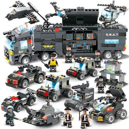 Skorter | 8 IN 1 City Police Truck Station Building Block Series SWAT Toy Gift For Kids
