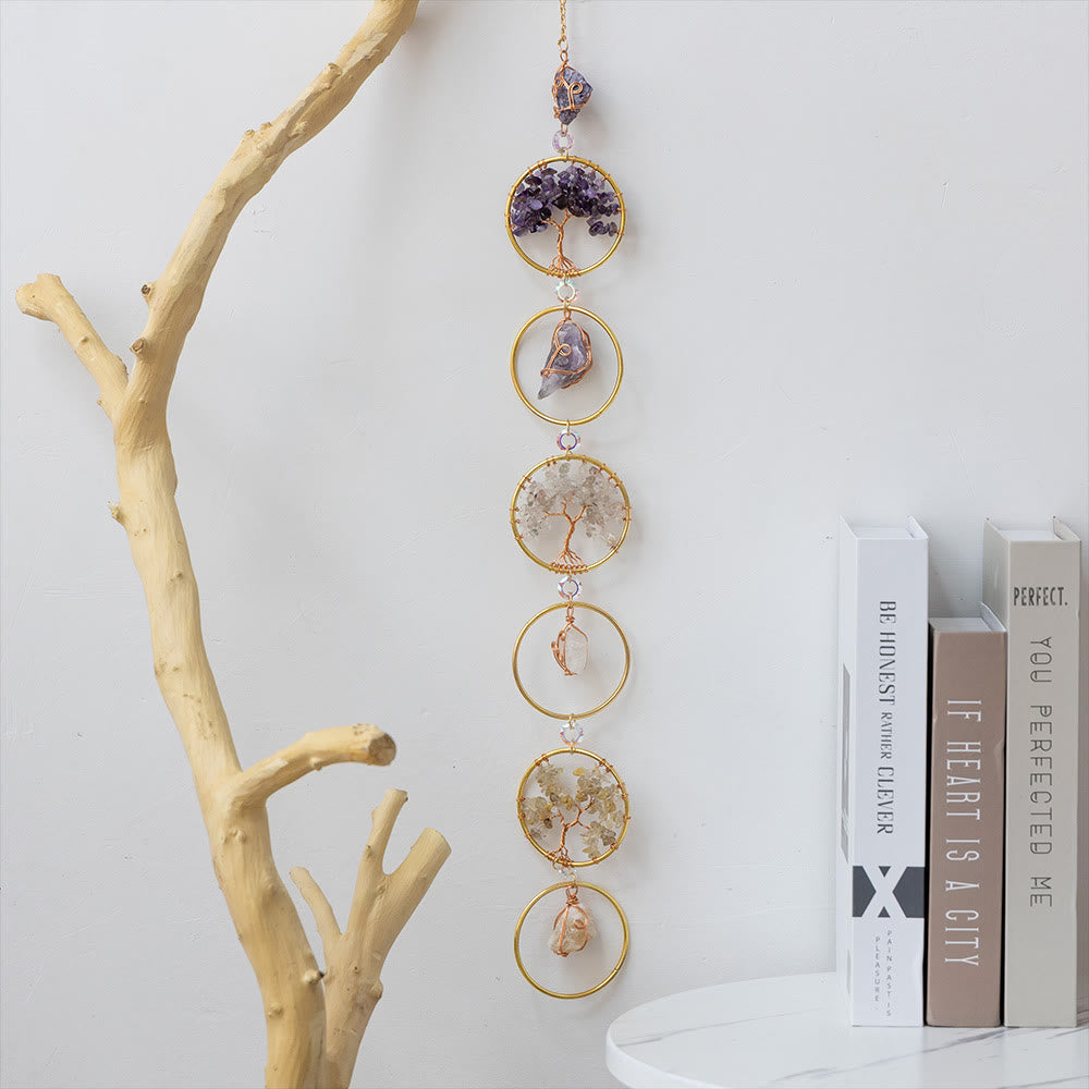 Skorter | Crystal Tree of Life 6 Rings Wall Decor Ornament
