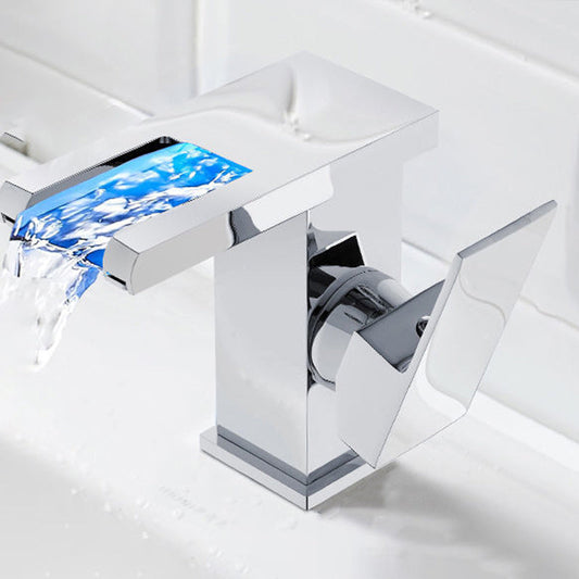 Skorter | Modern Faucet for Sink Brass Lever Handles LED Waterfall Sink Mixer
