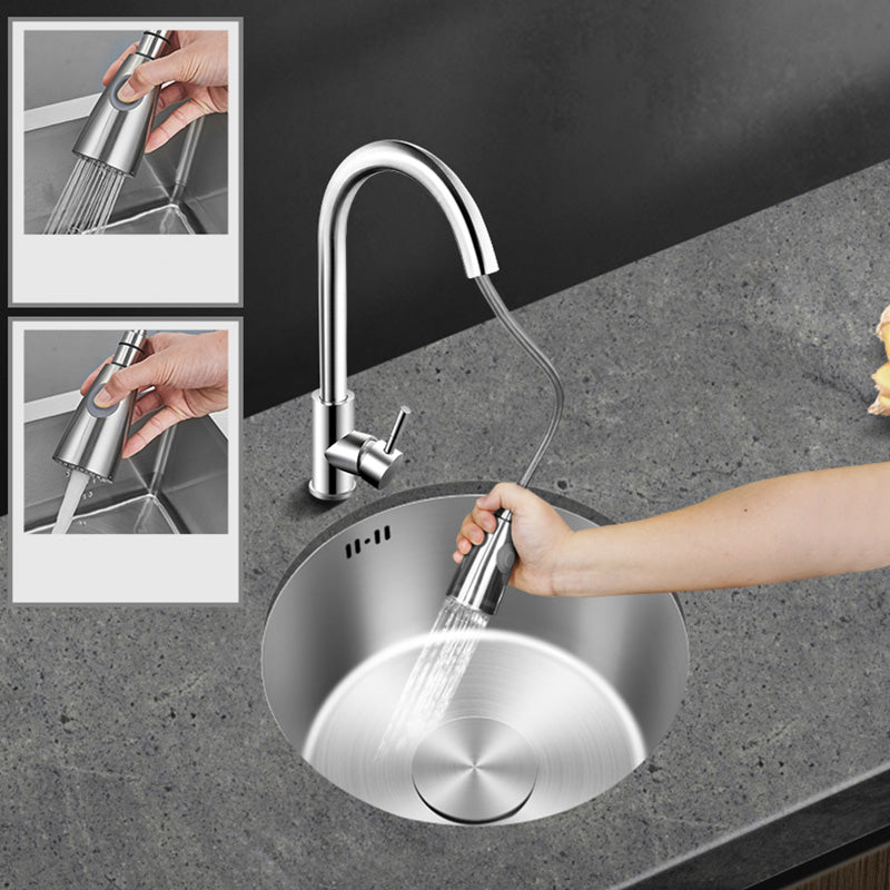 Skorter | Contemporary Style Kitchen Sink Stainless Steel Round Kitchen Sink