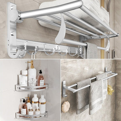 Skorter | Chrome/Black Classic Bathroom Accessories Set Modern Bath Shelf/Towel Bar & Paper Holder