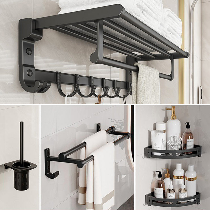 Skorter | Chrome/Black Classic Bathroom Accessories Set Modern Bath Shelf/Towel Bar & Paper Holder