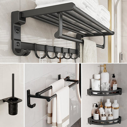 Skorter | Chrome/Black Classic Bathroom Accessories Set Modern Bath Shelf/Towel Bar & Paper Holder