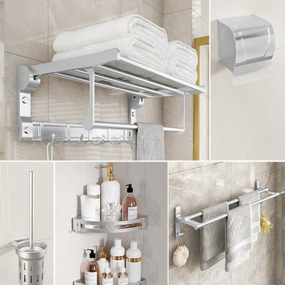 Skorter | Chrome/Black Classic Bathroom Accessories Set Modern Bath Shelf/Towel Bar & Paper Holder