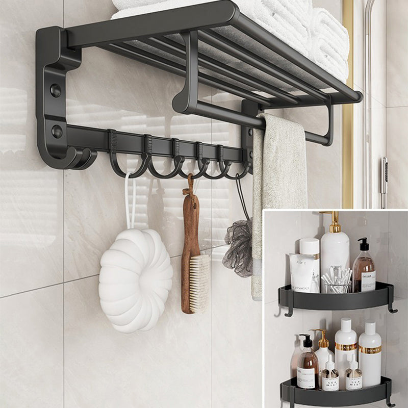 Skorter | Chrome/Black Classic Bathroom Accessories Set Modern Bath Shelf/Towel Bar & Paper Holder