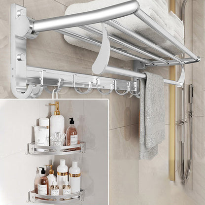 Skorter | Chrome/Black Classic Bathroom Accessories Set Modern Bath Shelf/Towel Bar & Paper Holder
