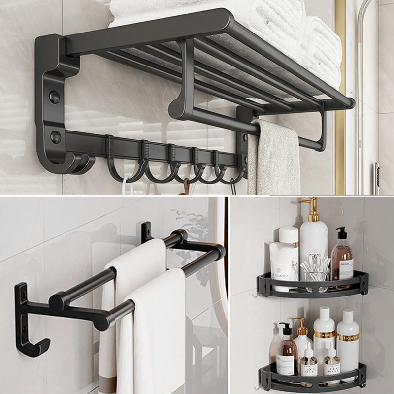 Skorter | Chrome/Black Classic Bathroom Accessories Set Modern Bath Shelf/Towel Bar & Paper Holder
