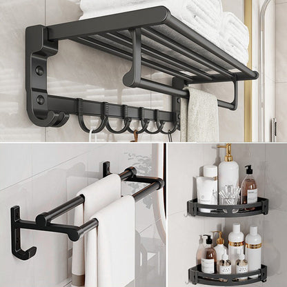 Skorter | Chrome/Black Classic Bathroom Accessories Set Modern Bath Shelf/Towel Bar & Paper Holder