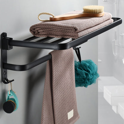 Skorter | Contemporary Bathroom Accessory Set Black Surface Bathrobe Hook/Towel Ring Bar