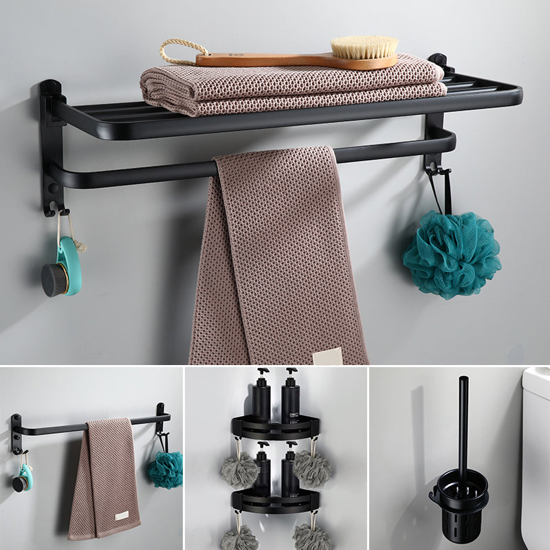 Skorter | Contemporary Bathroom Accessory Set Black Surface Bathrobe Hook/Towel Ring Bar