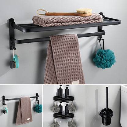 Skorter | Contemporary Bathroom Accessory Set Black Surface Bathrobe Hook/Towel Ring Bar