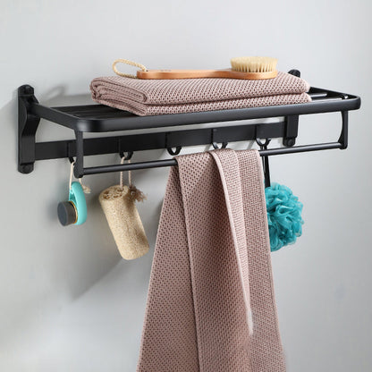 Skorter | Contemporary Bathroom Accessory Set Black Surface Bathrobe Hook/Towel Ring Bar