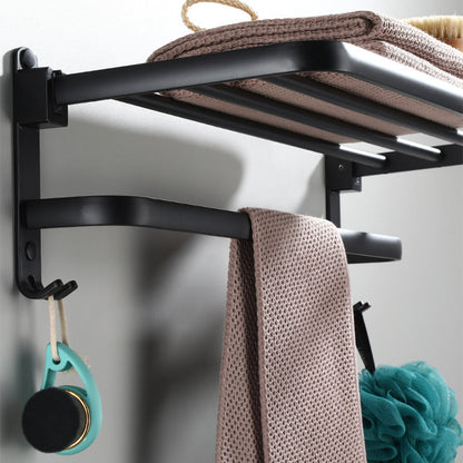 Skorter | Contemporary Bathroom Accessory Set Black Surface Bathrobe Hook/Towel Ring Bar