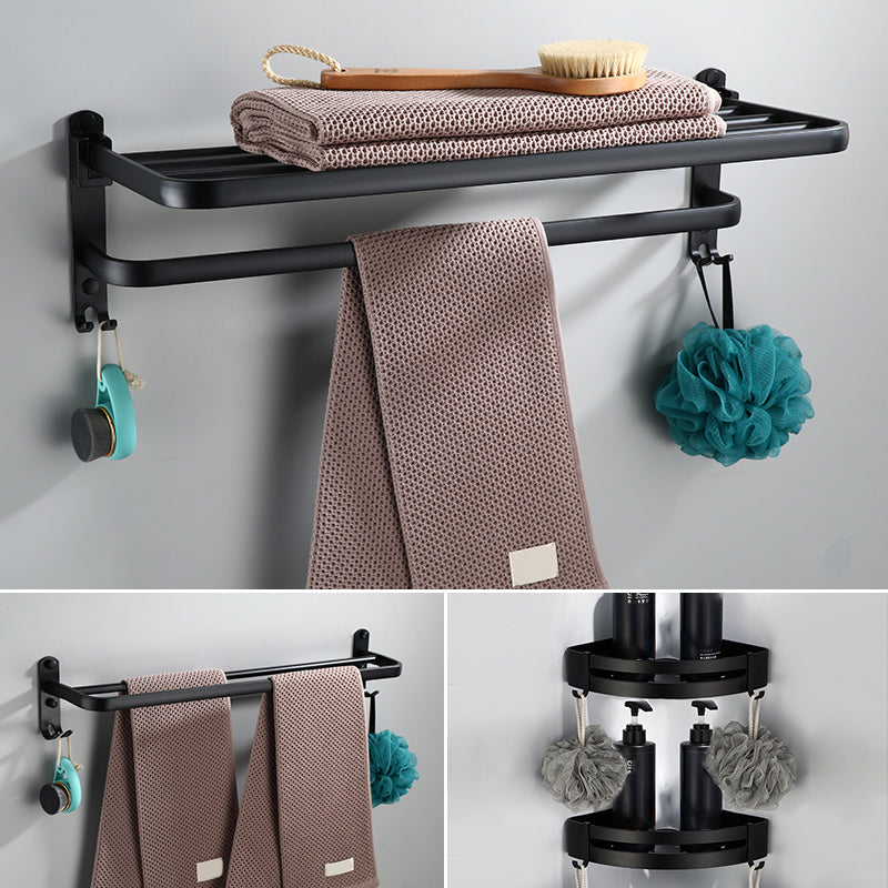 Skorter | Contemporary Bathroom Accessory Set Black Surface Bathrobe Hook/Towel Ring Bar