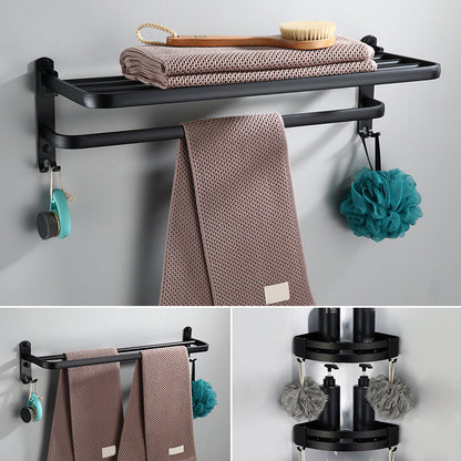 Skorter | Contemporary Bathroom Accessory Set Black Surface Bathrobe Hook/Towel Ring Bar