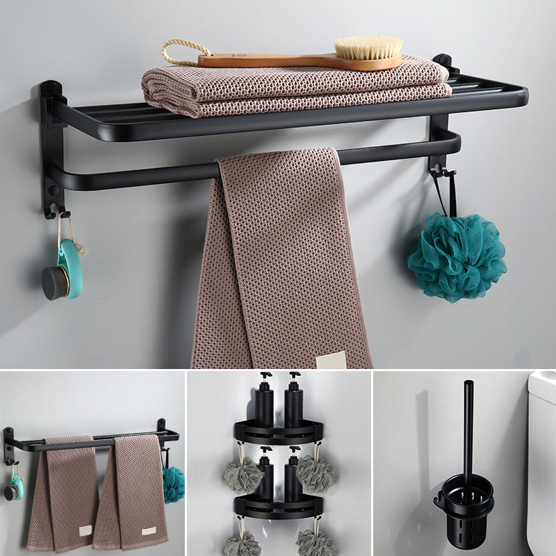 Skorter | Contemporary Bathroom Accessory Set Black Surface Bathrobe Hook/Towel Ring Bar