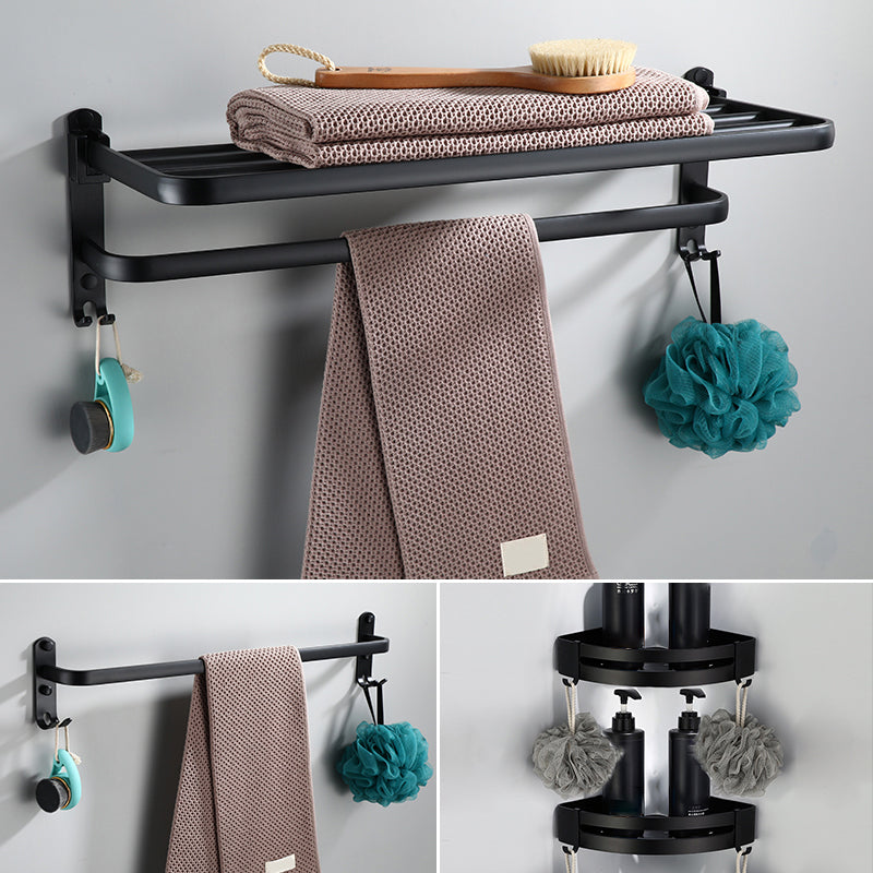 Skorter | Contemporary Bathroom Accessory Set Black Surface Bathrobe Hook/Towel Ring Bar