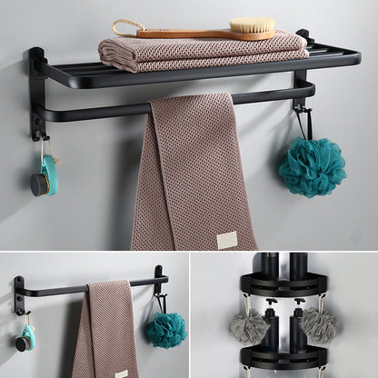 Skorter | Contemporary Bathroom Accessory Set Black Surface Bathrobe Hook/Towel Ring Bar