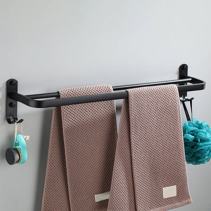 Skorter | Contemporary Bathroom Accessory Set Black Surface Bathrobe Hook/Towel Ring Bar
