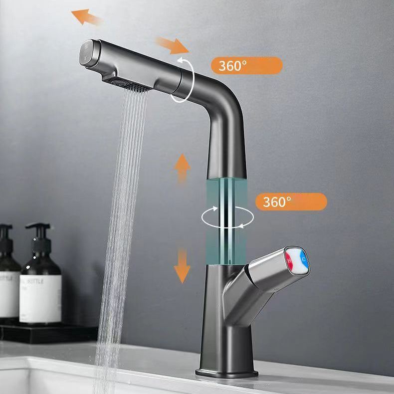 Skorter | Brass Contemporary Faucet Retractable Round Bathroom Faucet