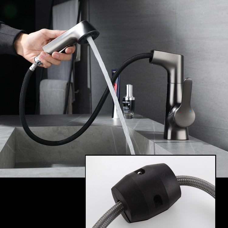 Skorter | Brass Contemporary Sink Faucet Pull-Out Round Bathroom Faucet