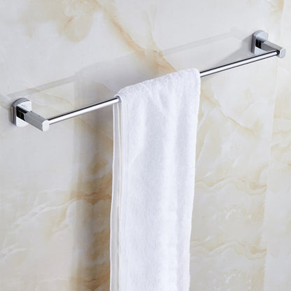 Skorter | Polished Chrome Modern Bathroom Accessory Set Silver Towel Holder/Bath Shelf