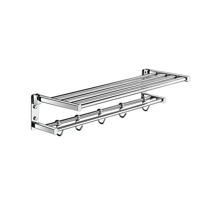 Skorter | Polished Chrome Modern Bathroom Accessory Set Silver Towel Holder/Bath Shelf