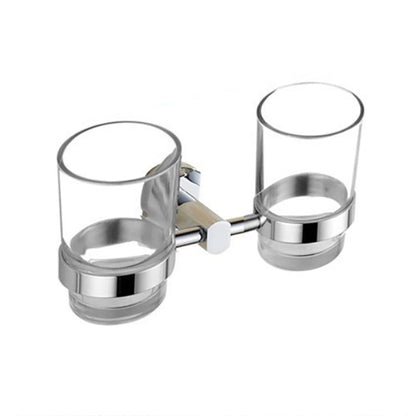 Skorter | Polished Chrome Modern Bathroom Accessory Set Silver Towel Holder/Bath Shelf