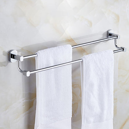 Skorter | Polished Chrome Modern Bathroom Accessory Set Silver Towel Holder/Bath Shelf