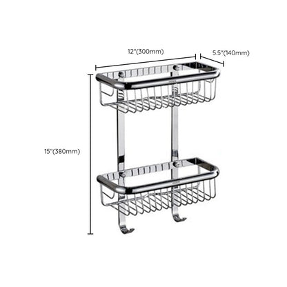 Skorter | Polished Chrome Modern Bathroom Accessory Set Silver Towel Holder/Bath Shelf