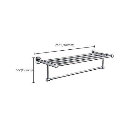 Skorter | Polished Chrome Modern Bathroom Accessory Set Silver Towel Holder/Bath Shelf