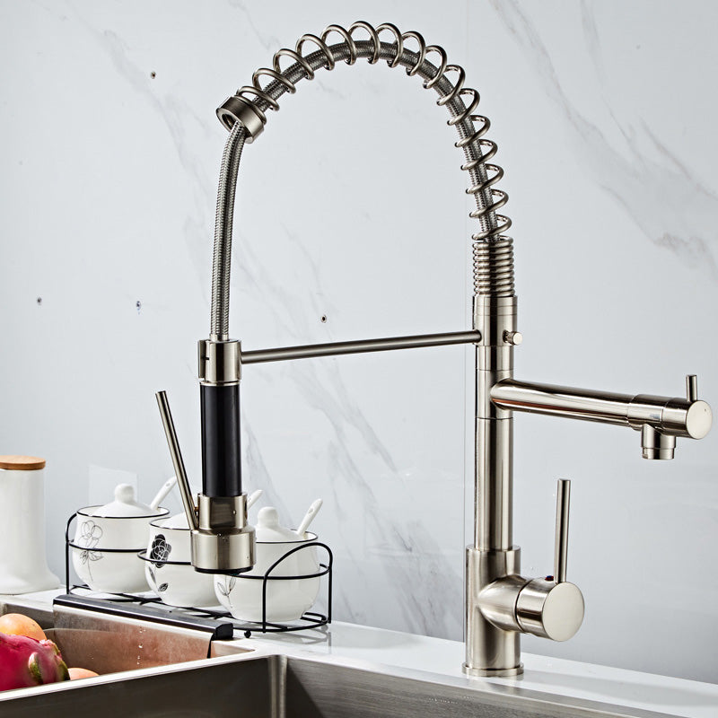 Skorter | Glam Basin faucet Brass lever fittings Spring neck three-way outlet Bathroom sink faucet