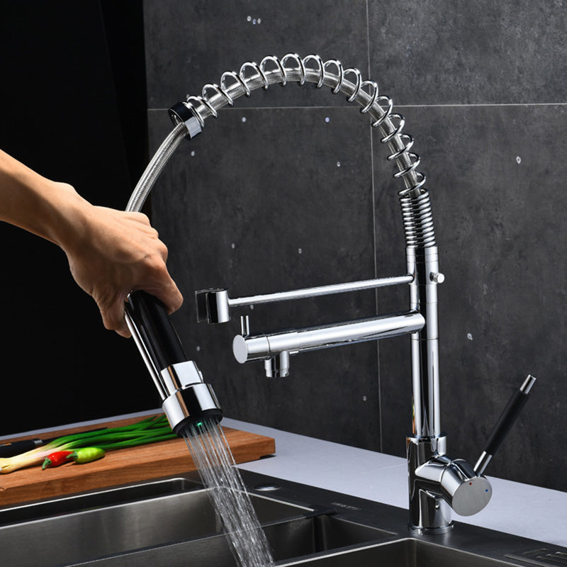 Skorter | Glam Basin faucet Brass lever fittings Spring neck three-way outlet Bathroom sink faucet