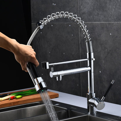 Skorter | Glam Basin faucet Brass lever fittings Spring neck three-way outlet Bathroom sink faucet