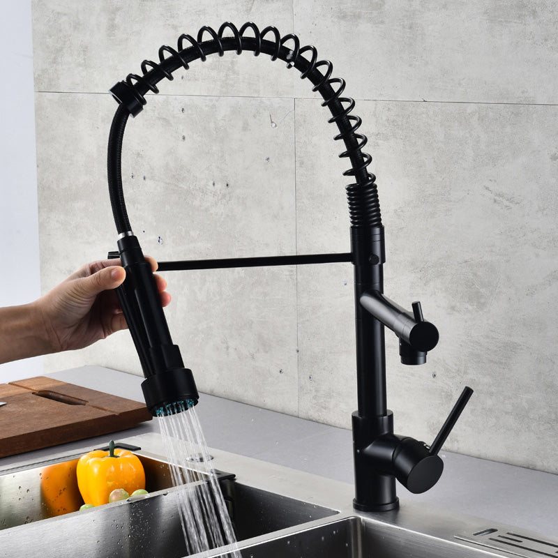 Skorter | Glam Basin faucet Brass lever fittings Spring neck three-way outlet Bathroom sink faucet