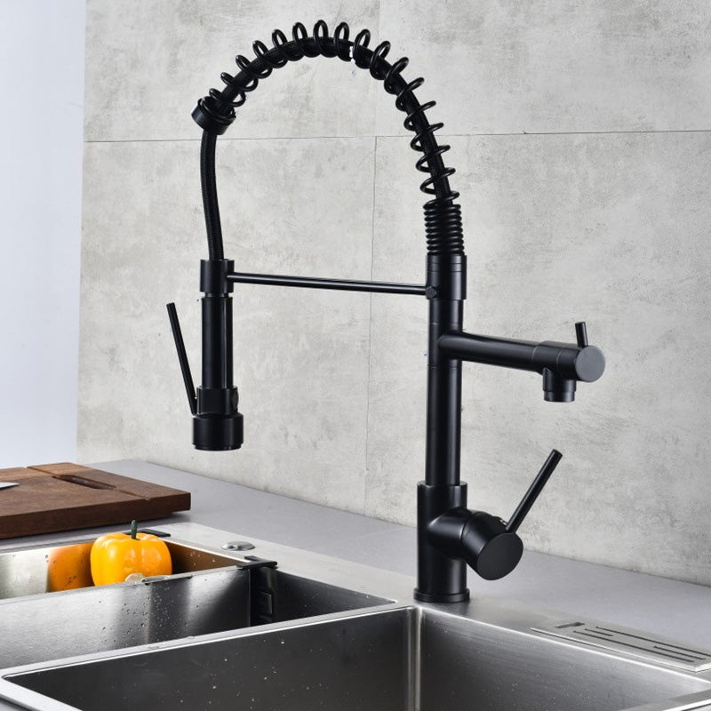 Skorter | Glam Basin faucet Brass lever fittings Spring neck three-way outlet Bathroom sink faucet