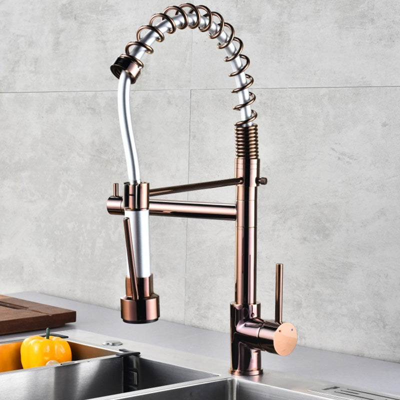 Skorter | Glam Basin faucet Brass lever fittings Spring neck three-way outlet Bathroom sink faucet