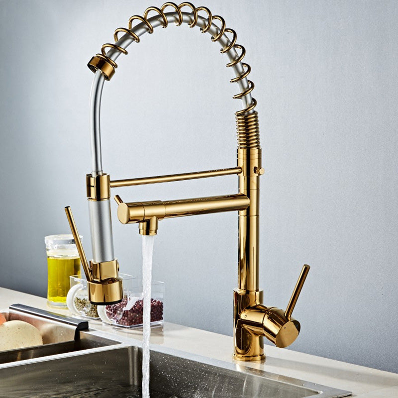 Skorter | Glam Basin faucet Brass lever fittings Spring neck three-way outlet Bathroom sink faucet