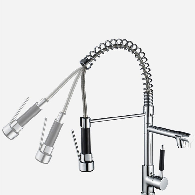 Skorter | Glam Basin faucet Brass lever fittings Spring neck three-way outlet Bathroom sink faucet