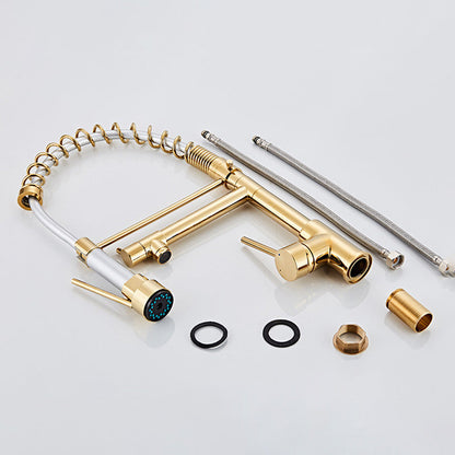 Skorter | Glam Basin faucet Brass lever fittings Spring neck three-way outlet Bathroom sink faucet