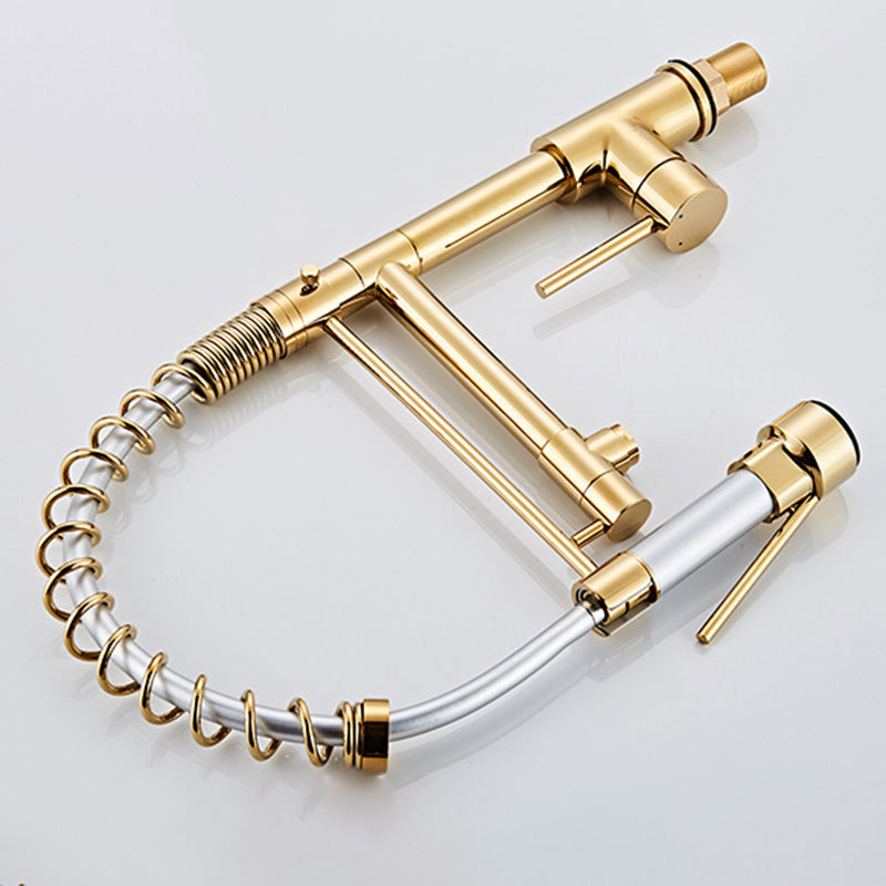 Skorter | Glam Basin faucet Brass lever fittings Spring neck three-way outlet Bathroom sink faucet